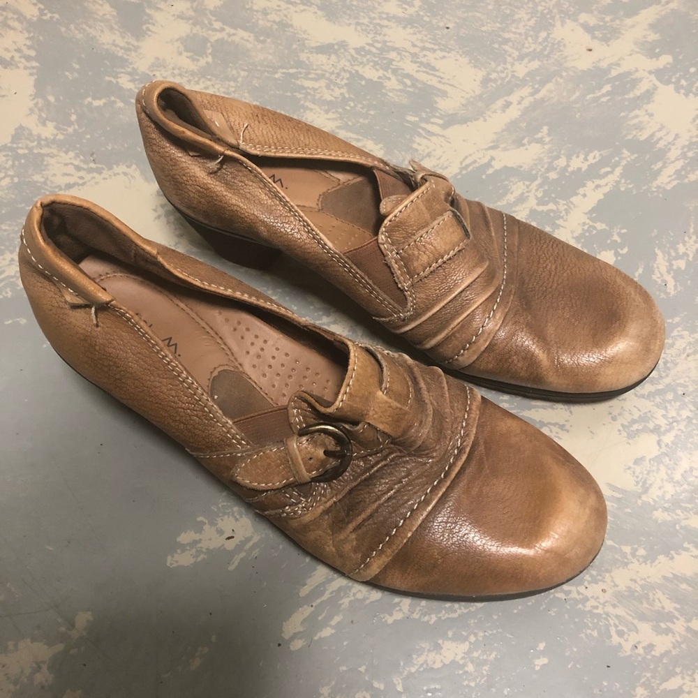 Brown Michel M leather heels